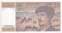 Frankreich 20 Francs - Debussy - Specimen - Serial D.027 - 1990 - P.151s