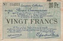 Frankreich 20 Francs - Douai Arrondissement et Carvin Region- 21-09-1914 - 2nd Serial F