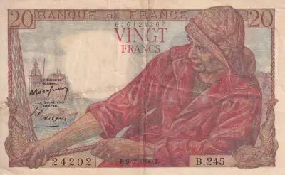 Frankreich 20 Francs - Fisher -  09-02-1950 - Serial B.245 - P.100
