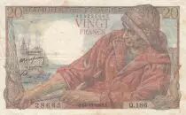 Frankreich 20 Francs - Fisher - 14-10-1948 - Serial Q.186 - P.100