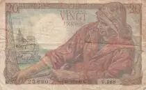 Frankreich 20 Francs - Fisher - 14-10-1948 - Serial V.188 - P.100