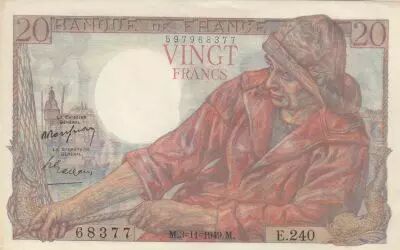 Frankreich 20 Francs - Fisherman - 03-11-1949 - S�rie B.240