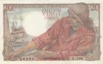 Frankreich 20 Francs - fisherman - 10-03-1949 - Serial L.196