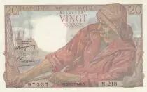 Frankreich 20 Francs - fisherman - 10-03-1949 - Serial N.213