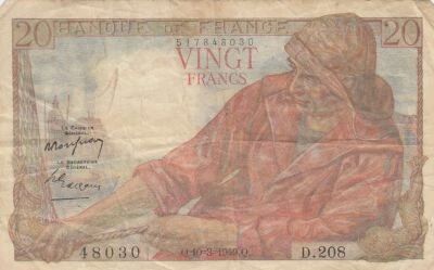 Frankreich 20 Francs - Fisherman - 10-03-1949 - Series D.208