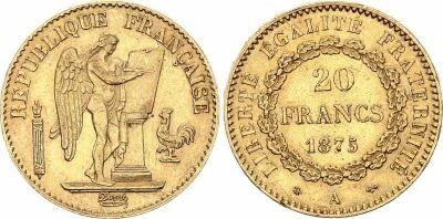 Frankreich 20 Francs - Gold Genius - 1875 A Paris