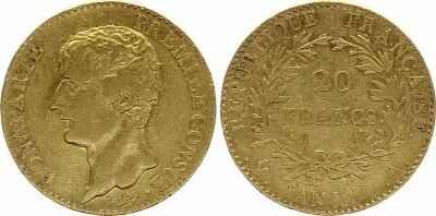 Frankreich 20 Francs - Napol�on I - T�te laur�e - 1813 - W Lille - Or