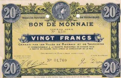 Frankreich 20 Francs - Ville -  Roubaix-Tourcoing - 11�me S�rie - 4530