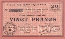 Frankreich 20 Francs - Ville - Saint-Quentin - 06-03-1916 - S&eacute;rie E