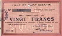 Frankreich 20 Francs - Ville - Saint-Quentin - 22-09-1915 - S&eacute;rie A