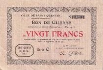 Frankreich 20 Francs - Ville - Saint-Quentin - 27-03-1915 - S&eacute;rie C