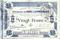 Frankreich 20 Francs Cambrai City - 1914