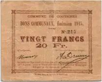 Frankreich 20 Francs Coutiches City - 1915