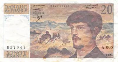 Frankreich 20 Francs Debussy - 1980 Serial A.005 - F