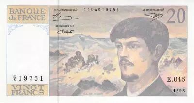 Frankreich 20 Francs Debussy - 1993 Serial E.045 - aUNC