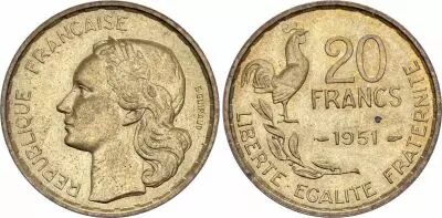 Frankreich 20 Francs Guiraud - 1951