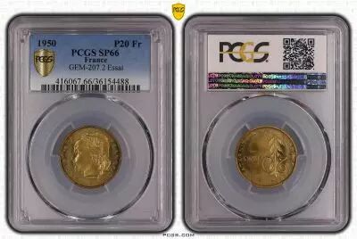 Frankreich 20 Francs Guzman - 1950 - Essai - PCGS SP 66
