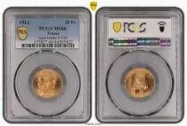 Frankreich 20 Francs Marian - Rooster 1912 - Gold - PCGS MS 66