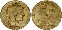 Frankreich 20 Francs Marian - Rooster 1912 - Gold