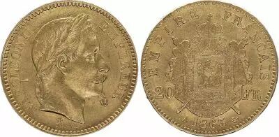 Frankreich 20 Francs Napoleon III - Laureate Head - 1863 A Paris - Gold