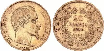 Frankreich 20 Francs Napoleon III Empereur 1859 A Paris - Gold