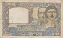 Frankreich 20 Francs Science and Labour - 20-02-1941 - Serial Z.2962