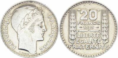 Frankreich 20 Francs Turin -1929 Silver