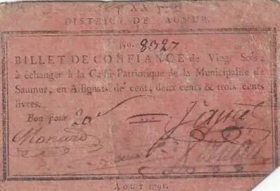 Frankreich 20 Sols - Maine et loire - District de Saumur - Ao�t 1791