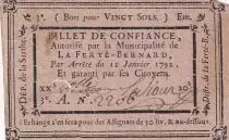 Frankreich 20 Sols - Sarthe - Municipalit&eacute; de La-Fert&eacute;-Bernard - 12-01-1792