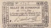 Frankreich 20 Sous - Is&egrave;re - Commune de Grenoble - 1792