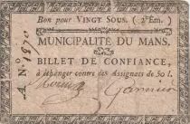 Frankreich 20 sous - Sarthe - Le Man\'s municipality - 1792
