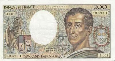 Frankreich 200 Francs - Montesquieu - 1981 - S�rie J.001