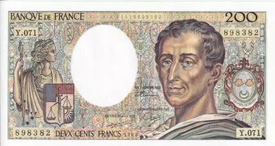 Frankreich 200 Francs - Montesquieu - 1989 - Serial Y.071 - P.155
