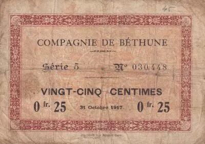 Frankreich 25 Centimes - Compagnie de B�thune - 31-10-1917 - S�rie 5