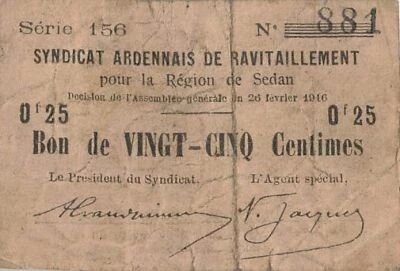 Frankreich 25 Centimes - Sedan Region - 26-02-1916 - Serial 156