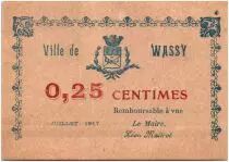 Frankreich 25 Centimes Wassy City - 1916