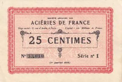 Frankreich 25 Cents - Compagnie de B�thune - 01-01-1916 - S�rie 1