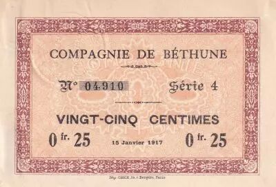 Frankreich 25 cents - Compagnie de B�thune - 15-01-1917 - S�rie 4