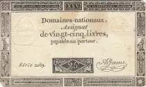 Frankreich 25 Livres - Black print - 06-06-1793 - Sign. Jame - Serial 2169