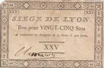 Frankreich 25 Livres - Siege of Lyon - 19-09-1793 - Watermark of Lyon