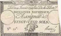 Frankreich 25 Sols - Coq - 04-01-1792 - Sign. Herv&eacute; - Serial 21