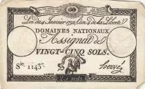 Frankreich 25 Sols - Rooster - 04-01-1792 - Sign. Herv&eacute; - Serial 1143