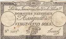 Frankreich 25 Sols - Rooster - 04-01-1792 - Sign. Herv&eacute; - Serial 1217