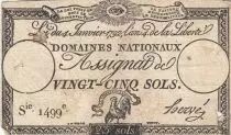 Frankreich 25 Sols - Rooster - 04-01-1792 - Sign. Herv&eacute; - Serial 1499