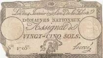 Frankreich 25 Sols - Rooster - 04-01-1792 - Sign. Herv&eacute; - Serial 1705