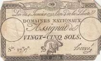 Frankreich 25 Sols - Rooster - 04-01-1792 - Sign. Herv&eacute; - Serial 1737