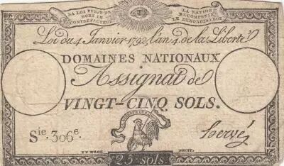 Frankreich 25 Sols - Rooster - 04-01-1792 - Sign. Herv� - Serial 306