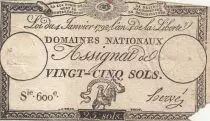 Frankreich 25 Sols - Rooster - 04-01-1792 - Sign. Herv&eacute; - Serial 600