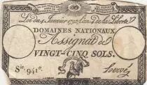 Frankreich 25 Sols - Rooster - 04-01-1792 - Sign. Herv&eacute; - Serial 941