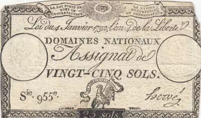 Frankreich 25 Sols - Rooster - 04-01-1792 - Sign. Herv� - Serial 955
